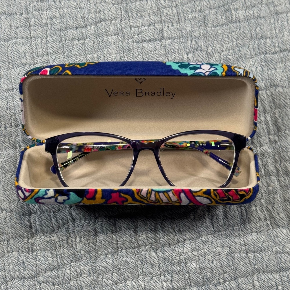 EUC Vera Bradley Amberly Eyeglasses Romantic Paisley Frames 52-16-135 With Case